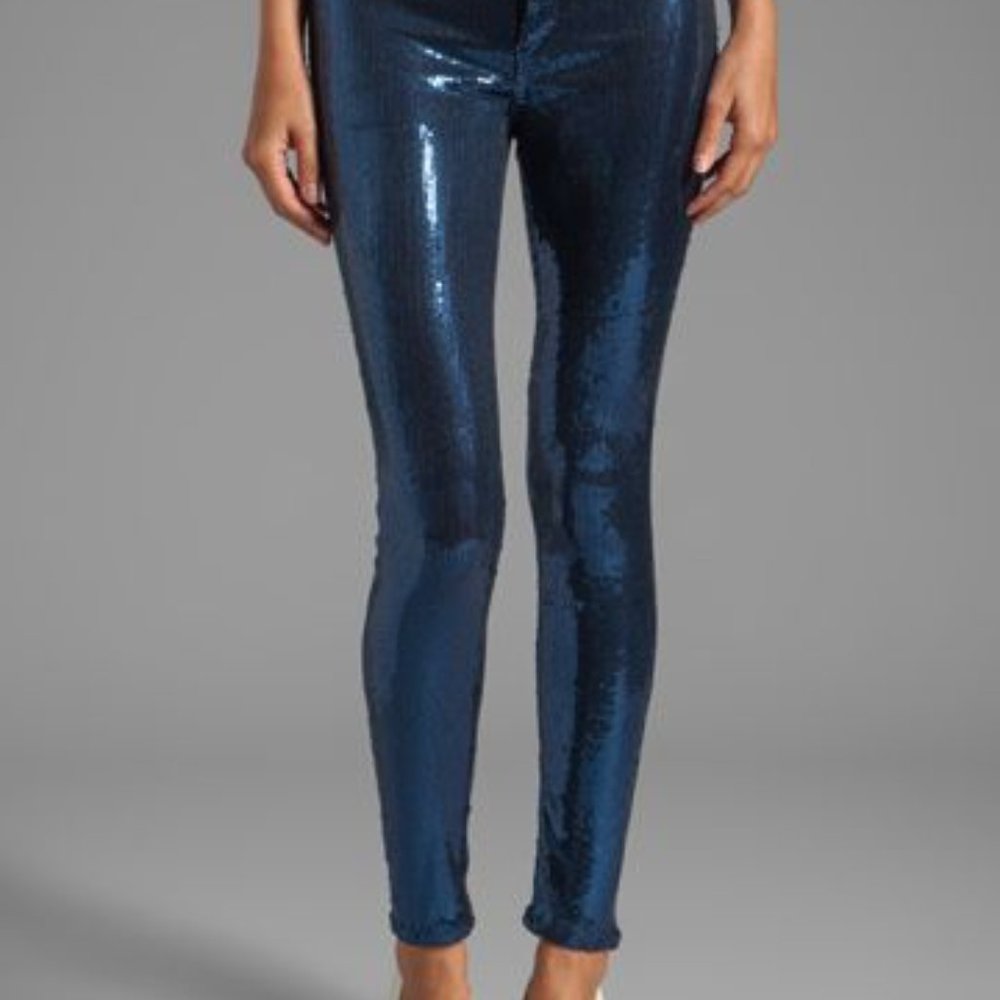 Wildfox Raquel Sequin Skinny Jean, Navy, Size 24